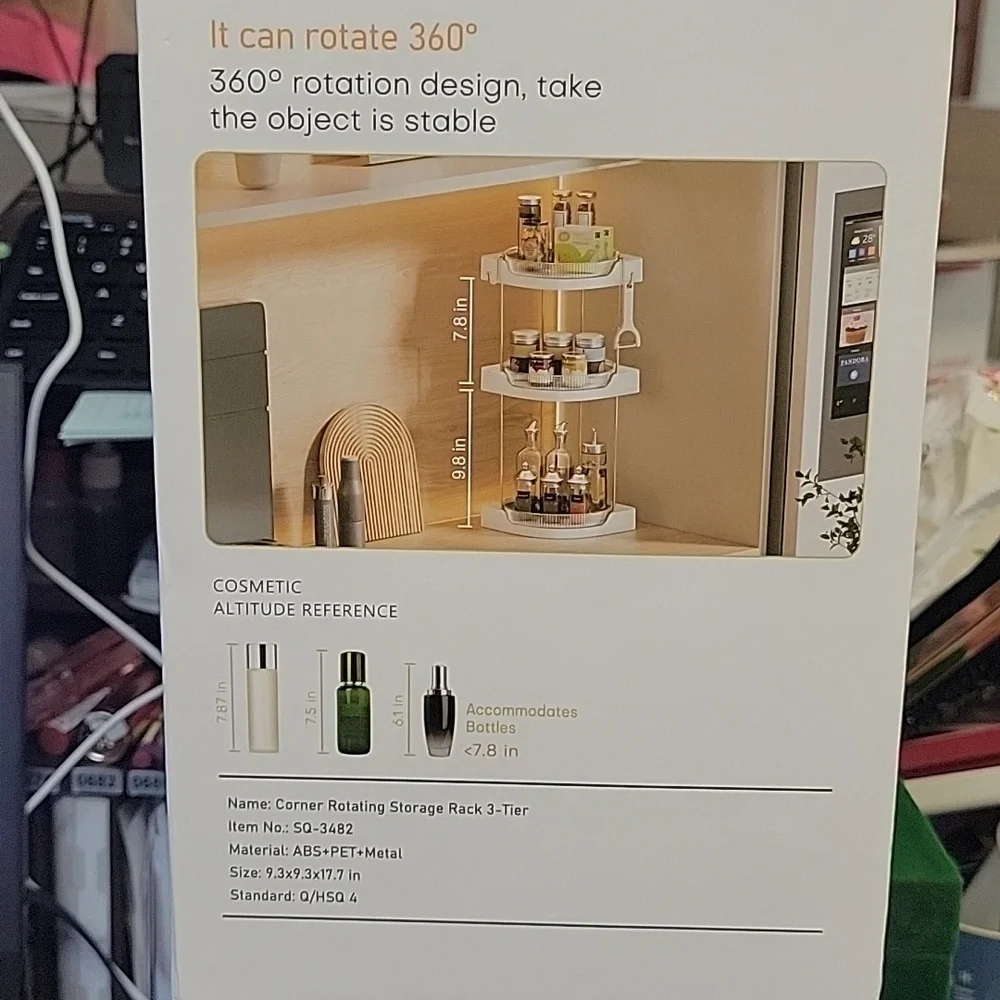 Corner Rotating Storage Rack 3-Tier SQ-3482 New In Box
